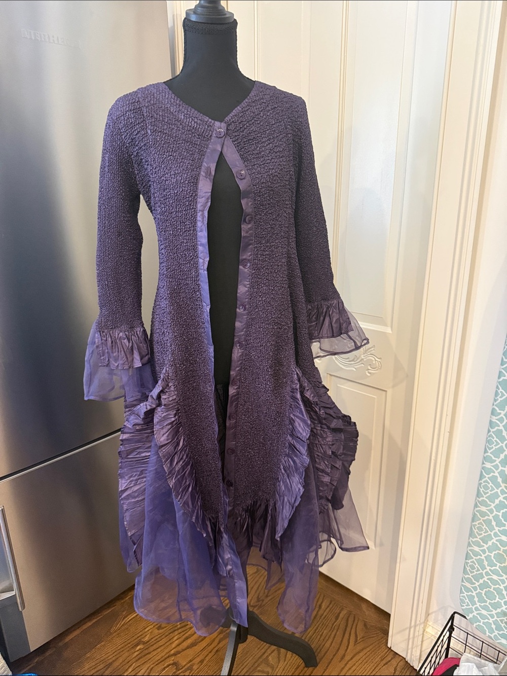 Saint Gil (Paris) Vintage Purple Women's Ruffle Trim Jacket